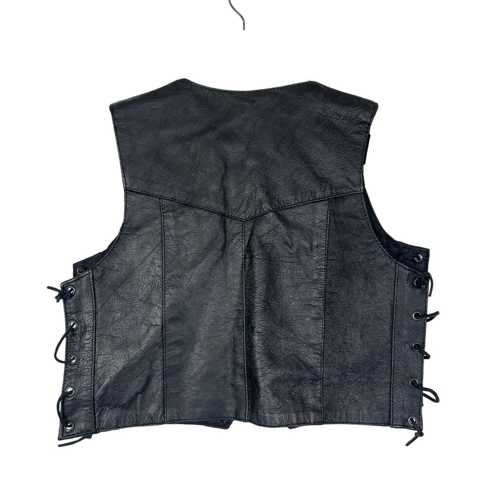 EUC VTG Kid Toddler Large Unisex Black Leather Traditional Motorcycle Biker Vest - Picture 3 of 9